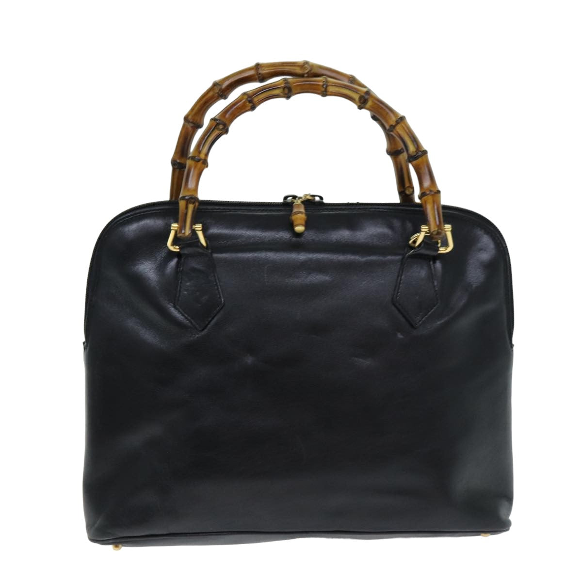 GUCCI Bamboo Hand Bag Leather 2way Black 000 1186 0289 80888