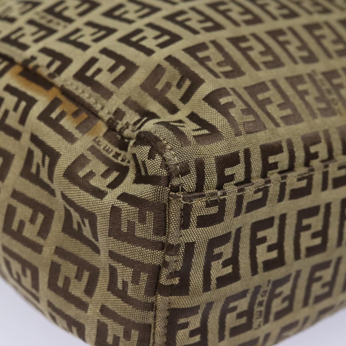 FENDI Zucchino Canvas Hand Bag Beige Brown 80903
