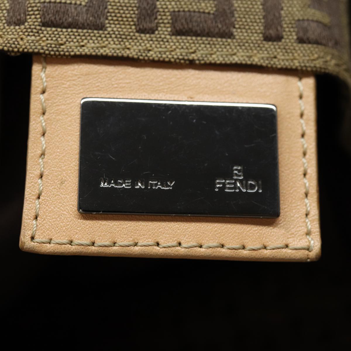 FENDI Zucchino Canvas Hand Bag Beige Brown 80903