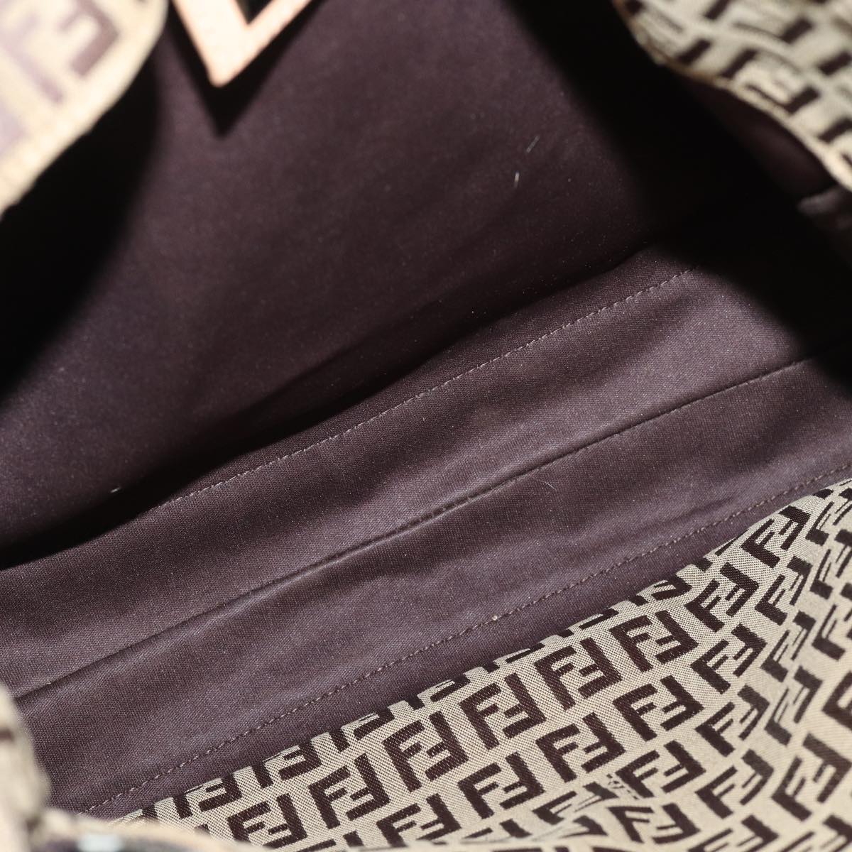 FENDI Zucchino Canvas Hand Bag Beige Brown 80903