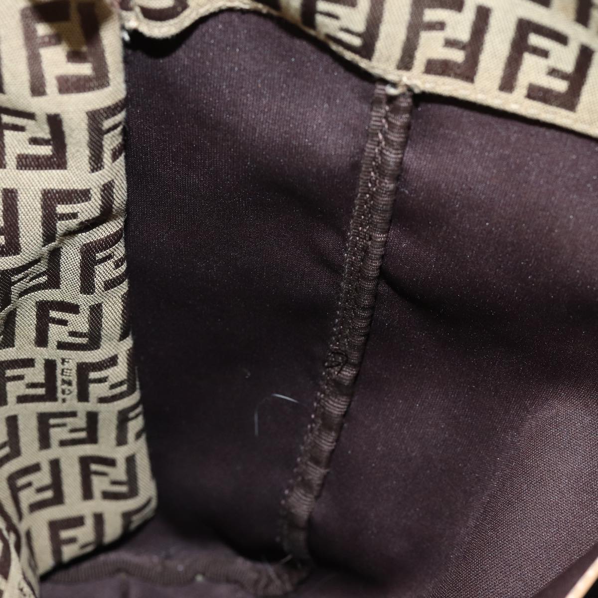 FENDI Zucchino Canvas Hand Bag Beige Brown 80903