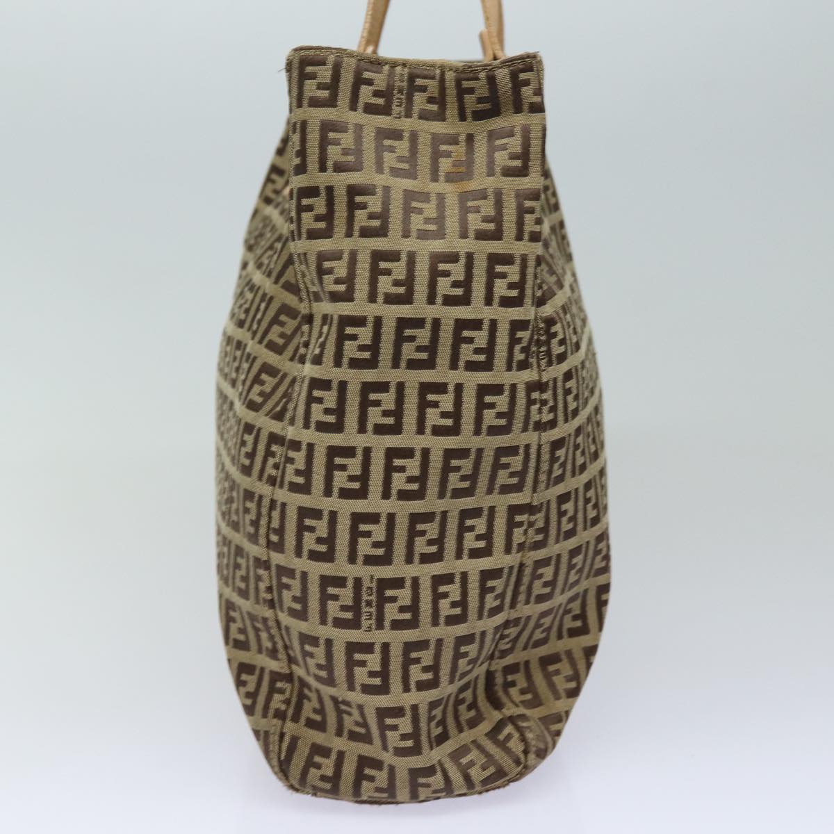 FENDI Zucchino Canvas Hand Bag Beige Brown 80903