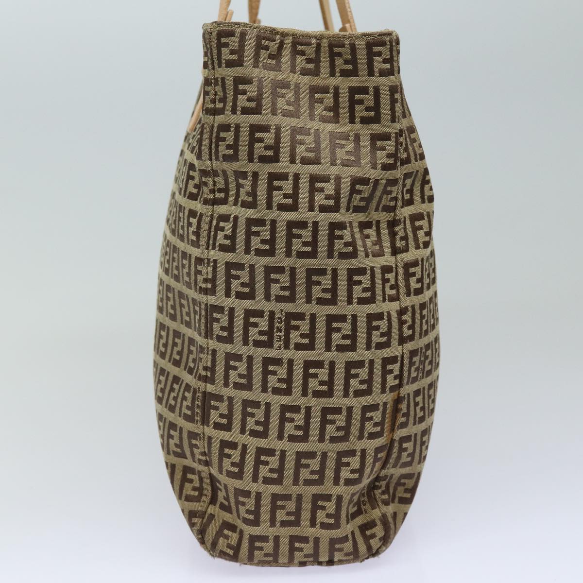 FENDI Zucchino Canvas Hand Bag Beige Brown 80903