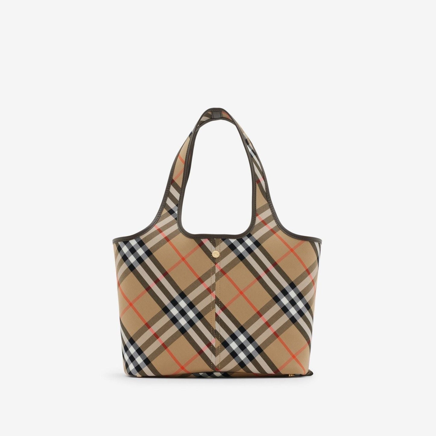 BEIGE CHECK PATTERN SMALL TOTE BAG