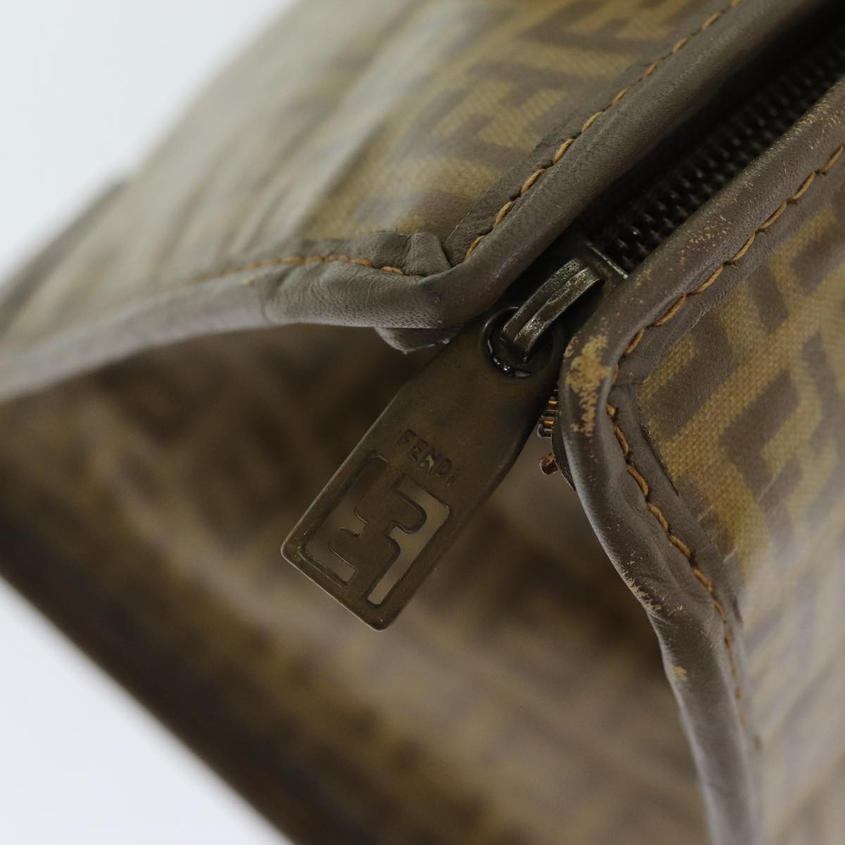 FENDI Zucchino Canvas Hand Bag Coated Canvas Beige 80960