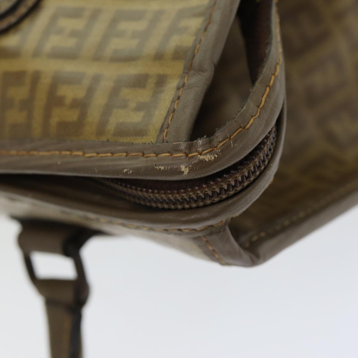 FENDI Zucchino Canvas Hand Bag Coated Canvas Beige 80960