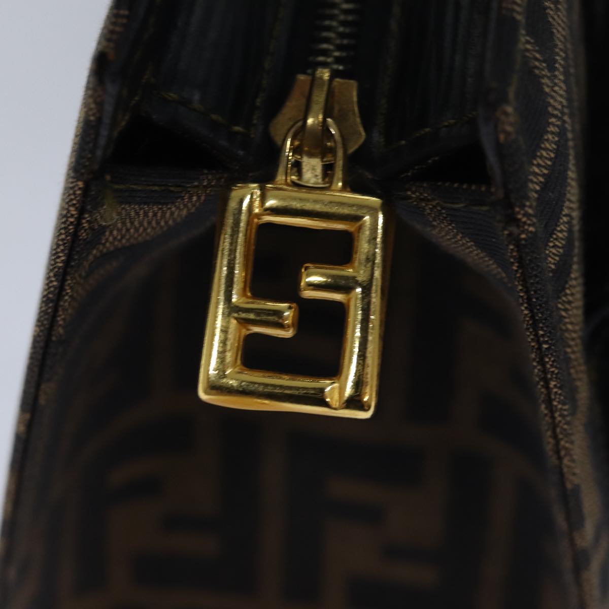 FENDI Zucca Canvas Hand Bag 2way Brown Black 80963