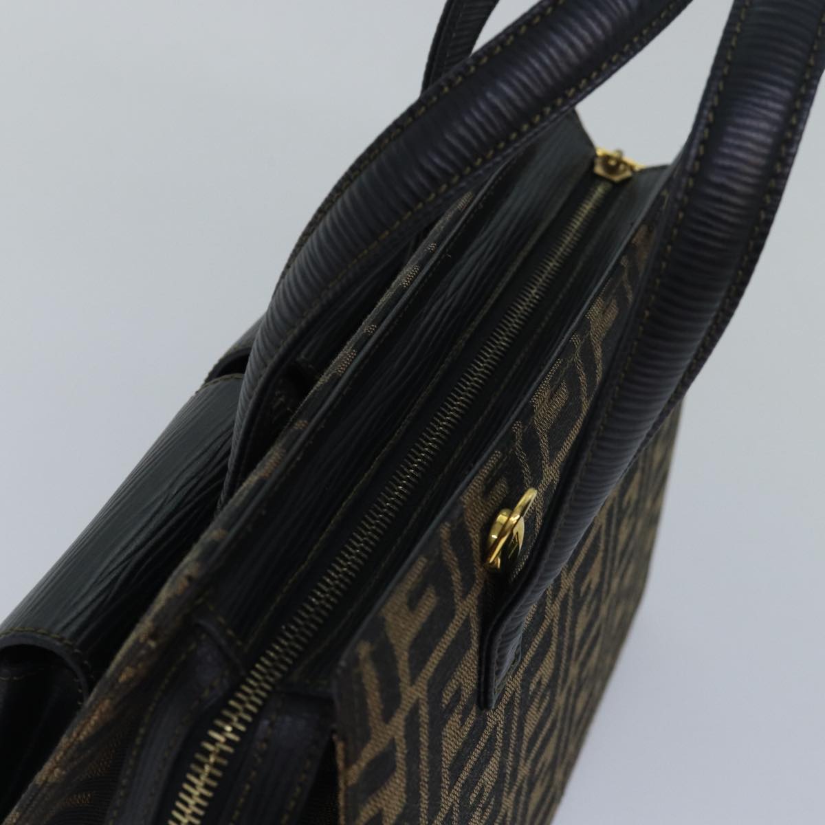 FENDI Zucca Canvas Hand Bag 2way Brown Black 80963