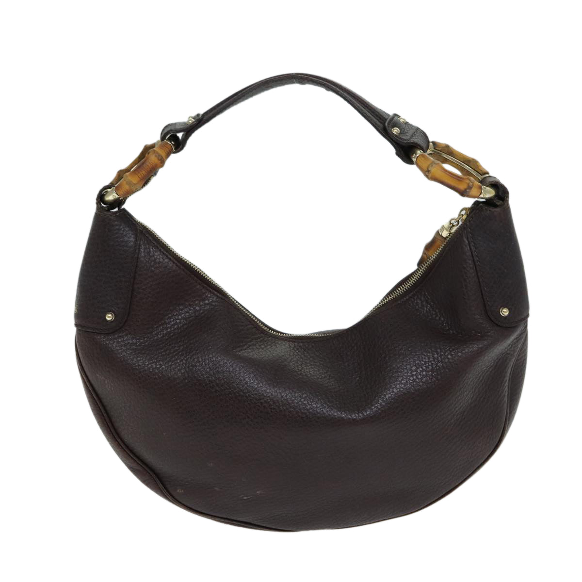 GUCCI Bamboo Shoulder Bag Leather Brown 137577 80997