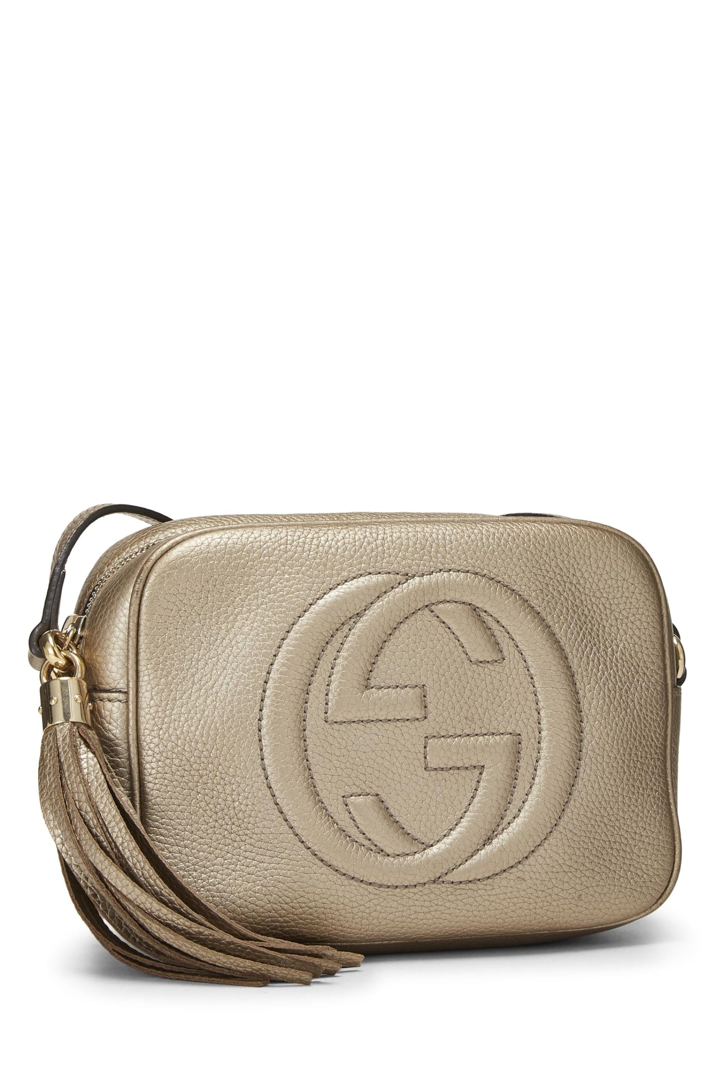 Gucci,  Gold Metallic Grained Leather Soho Disco, Gold