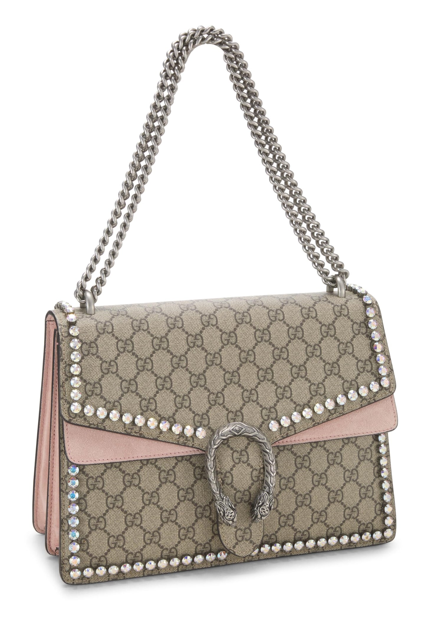 Gucci,  Original GG Supreme Crystal Embellished Dionysus Shoulder Bag Medium, Pink