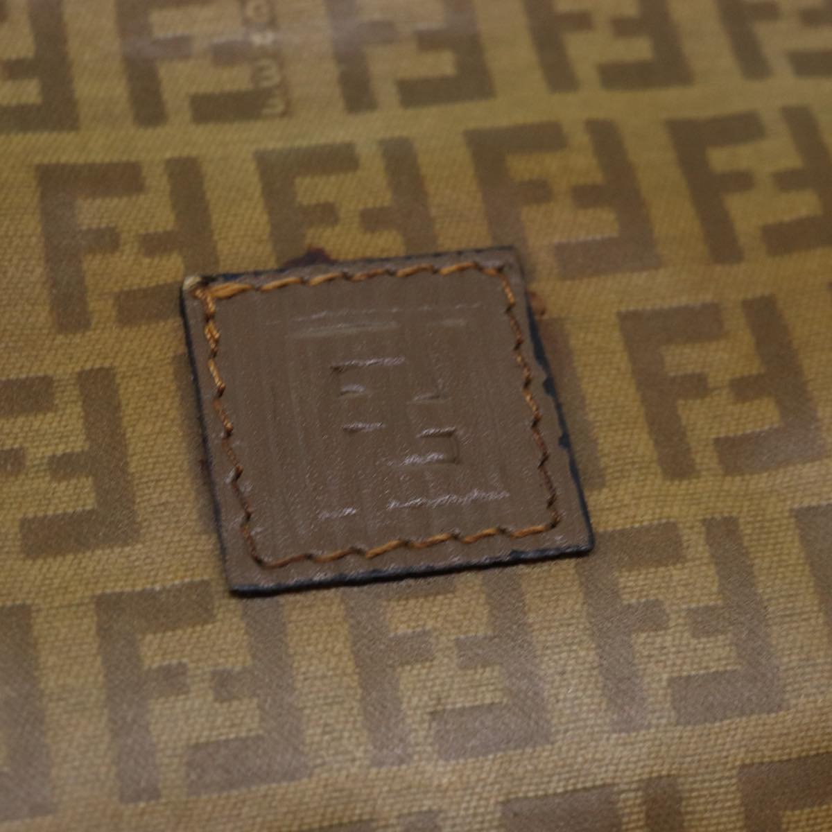 FENDI Zucchino Canvas Clutch Bag Beige 81005