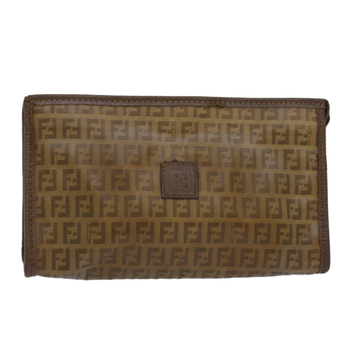 FENDI Zucchino Canvas Clutch Bag Beige 81005