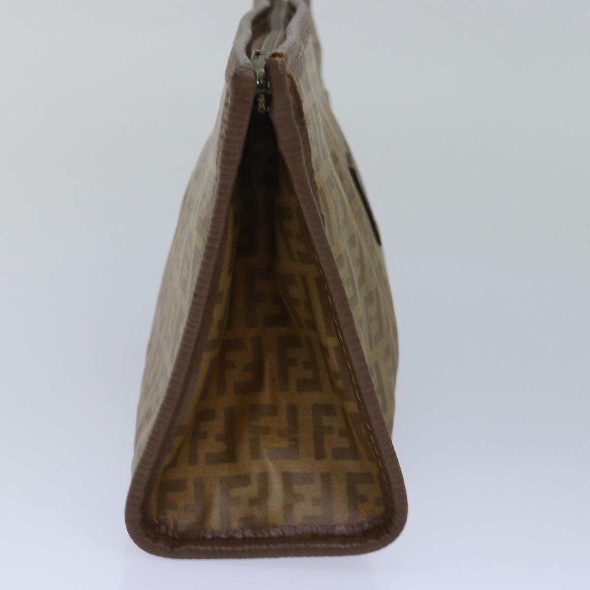 FENDI Zucchino Canvas Clutch Bag Beige 81005