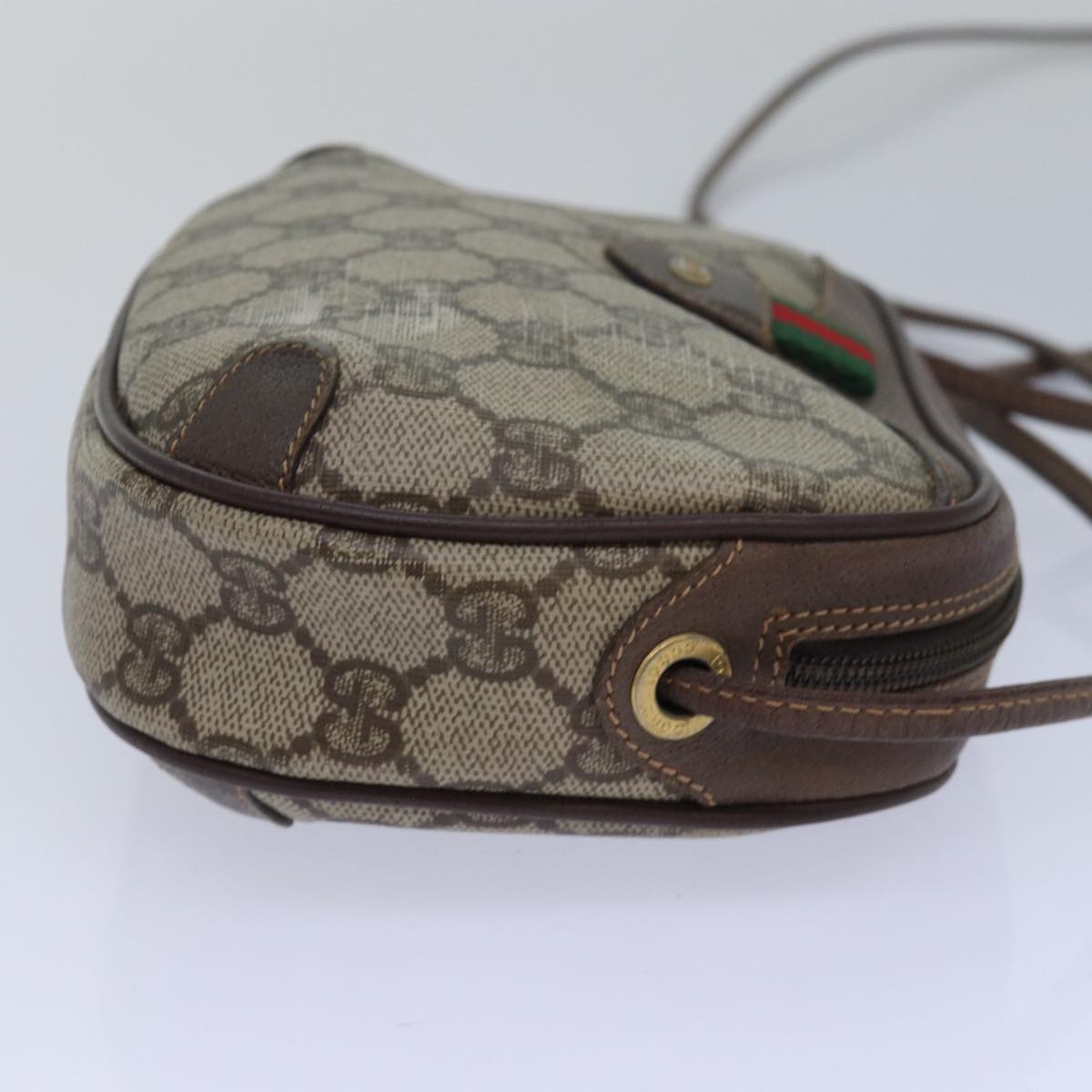 GUCCI GG Supreme Web Sherry Line Shoulder Bag PVC Beige 156 02 066 81008