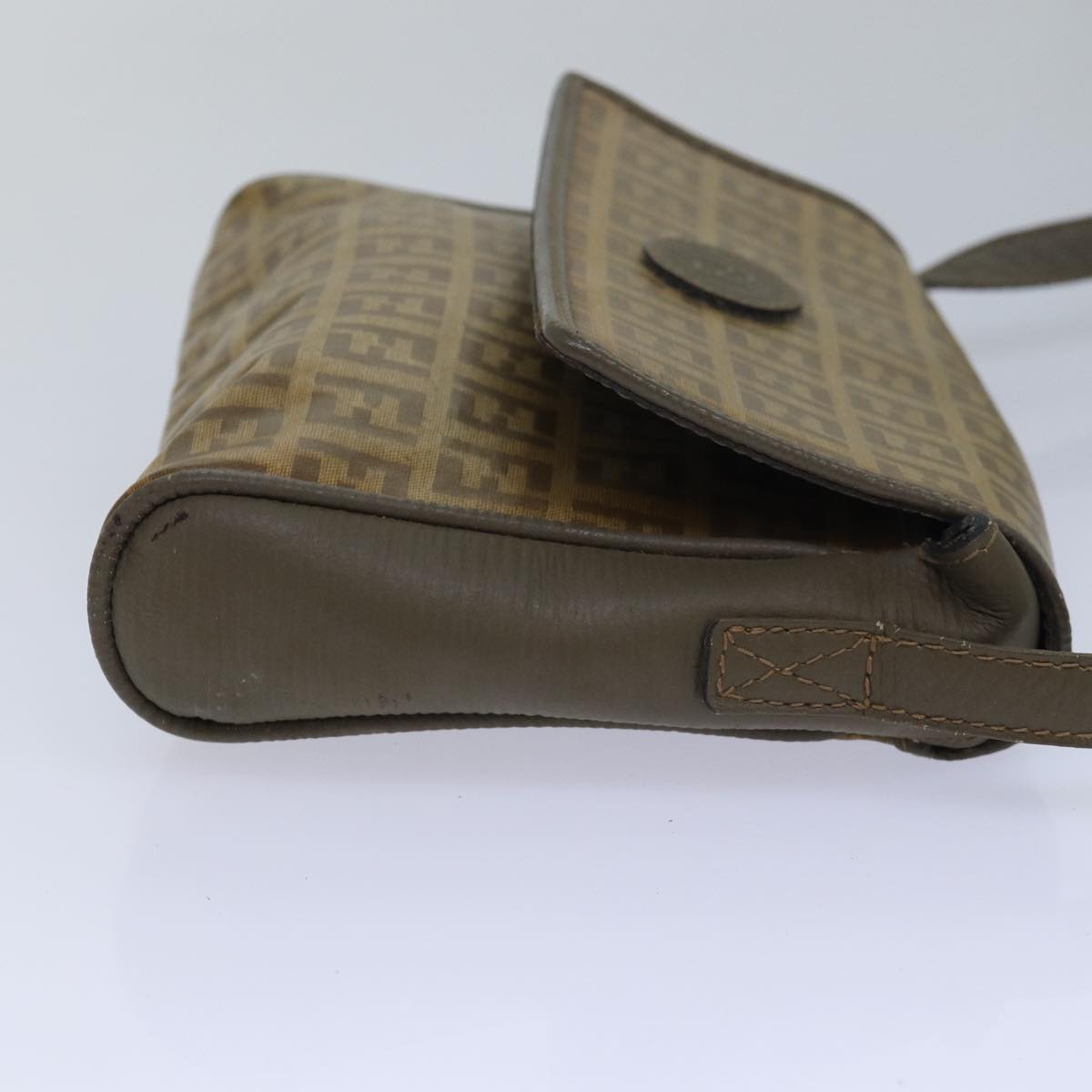 FENDI Zucchino Canvas Shoulder Bag Beige 81011