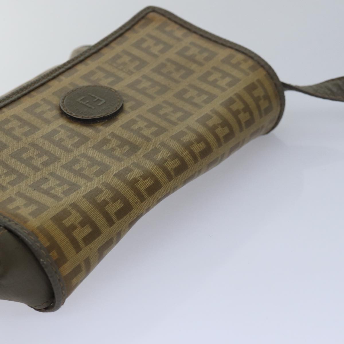 FENDI Zucchino Canvas Shoulder Bag Beige 81011