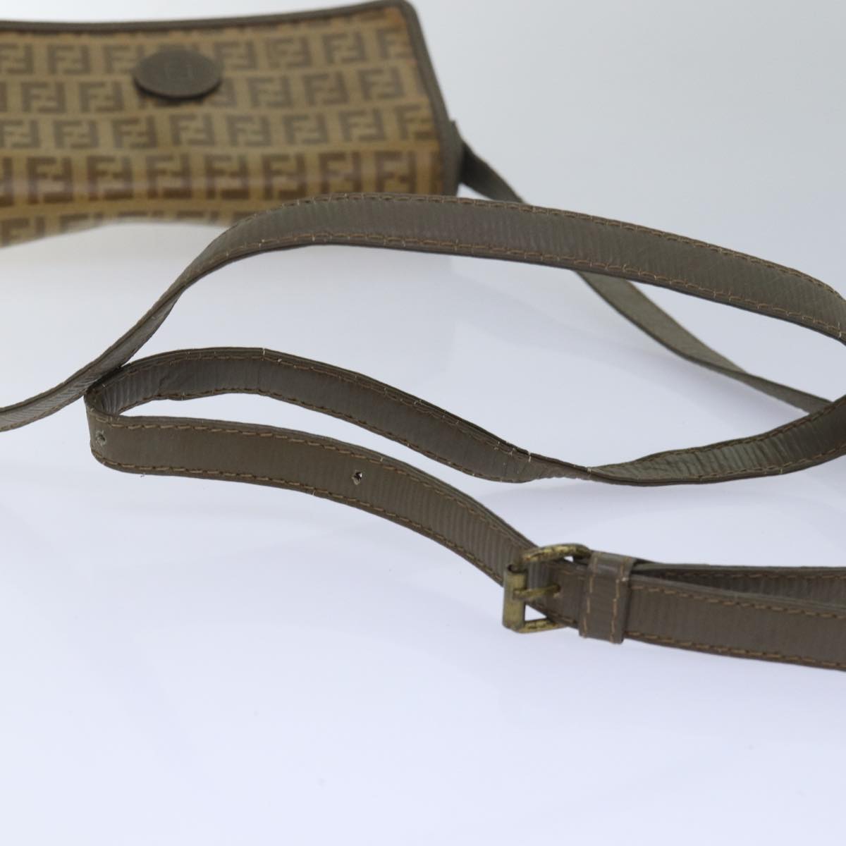 FENDI Zucchino Canvas Shoulder Bag Beige 81011