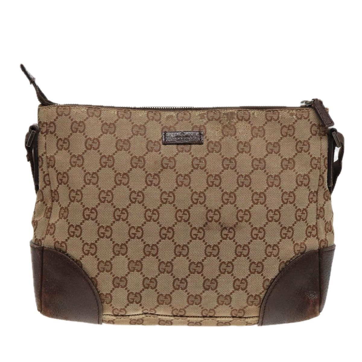 GUCCI GG Canvas Shoulder Bag Beige 114273 81012