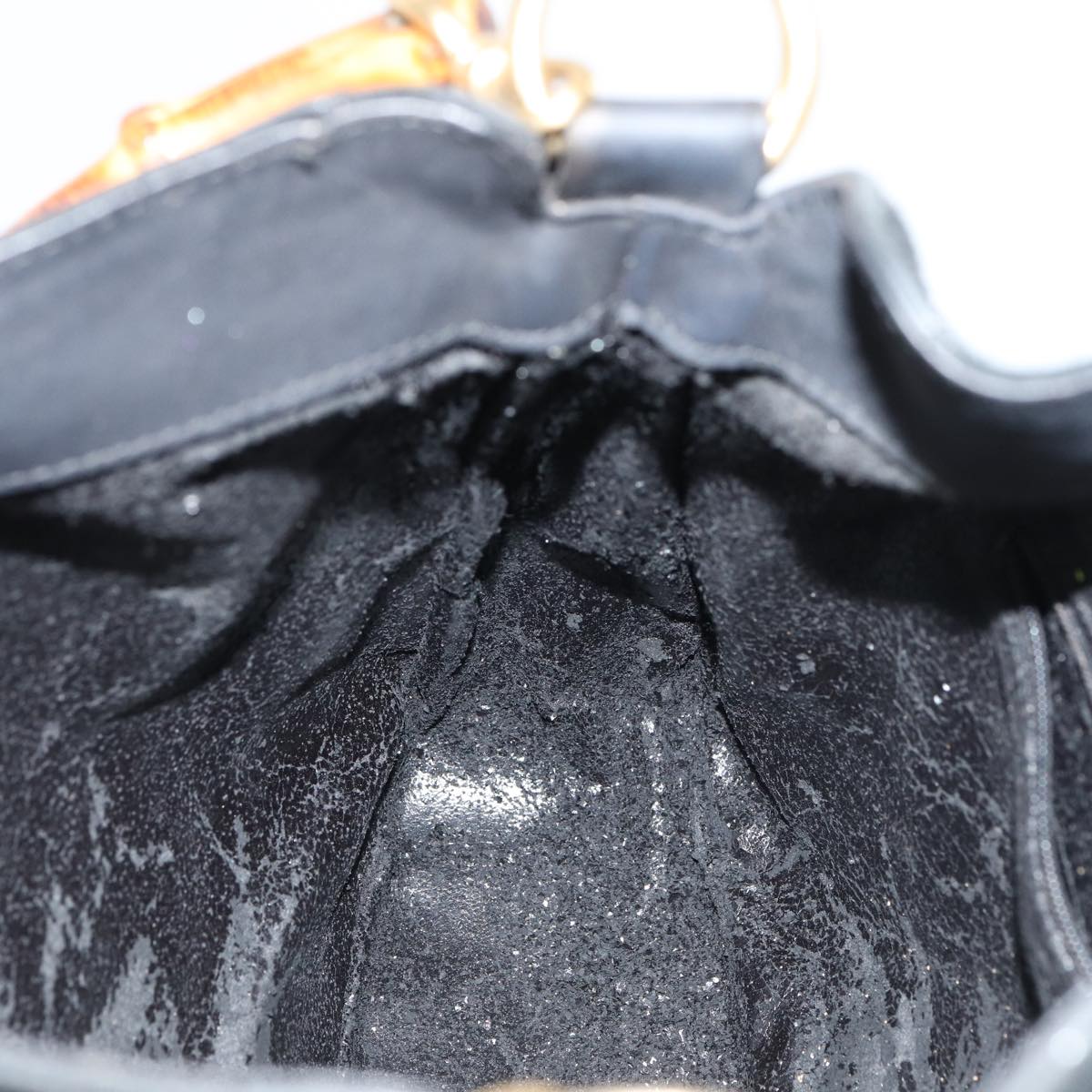GUCCI Bamboo Hand Bag Suede 2way Black 81045