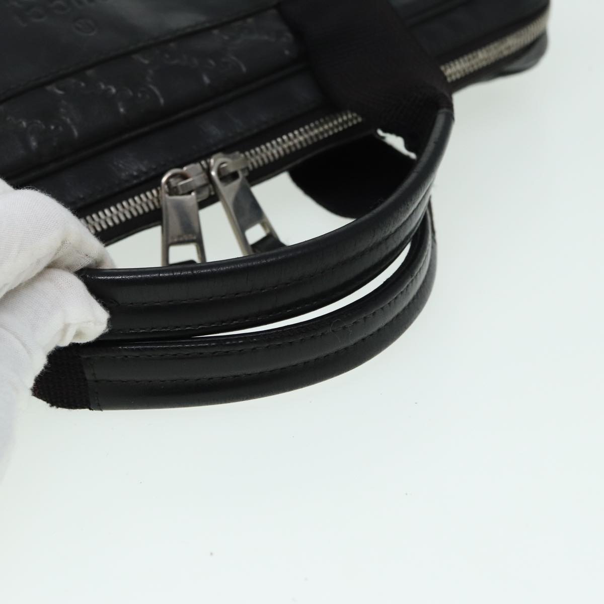 GUCCI GG Canvas Guccissima Hand Bag Black 81048