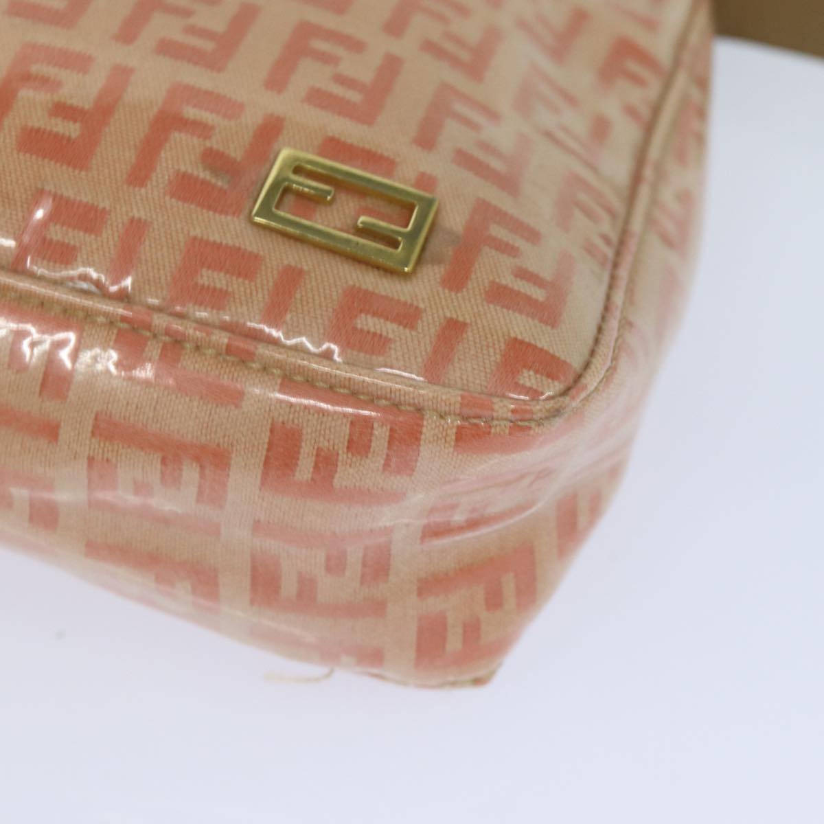 FENDI Zucchino Canvas Hand Bag Enamel Orange 81071