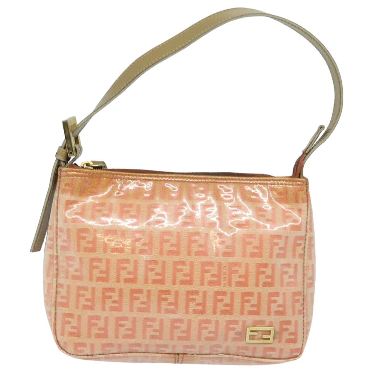 FENDI Zucchino Canvas Hand Bag Enamel Orange 81071