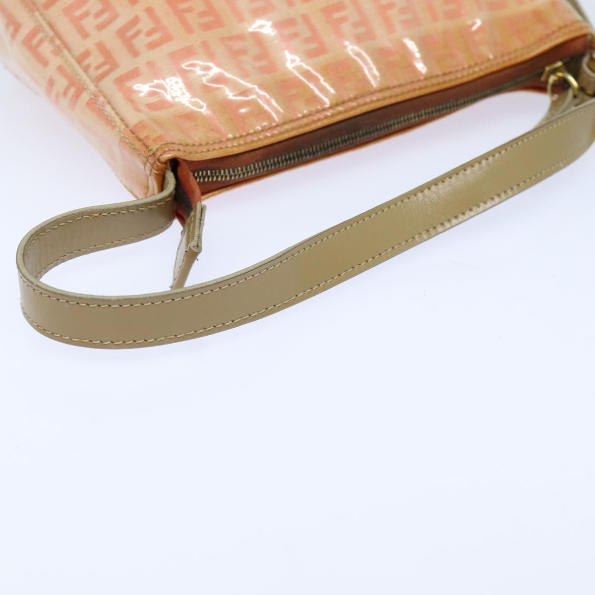 FENDI Zucchino Canvas Hand Bag Enamel Orange 81071