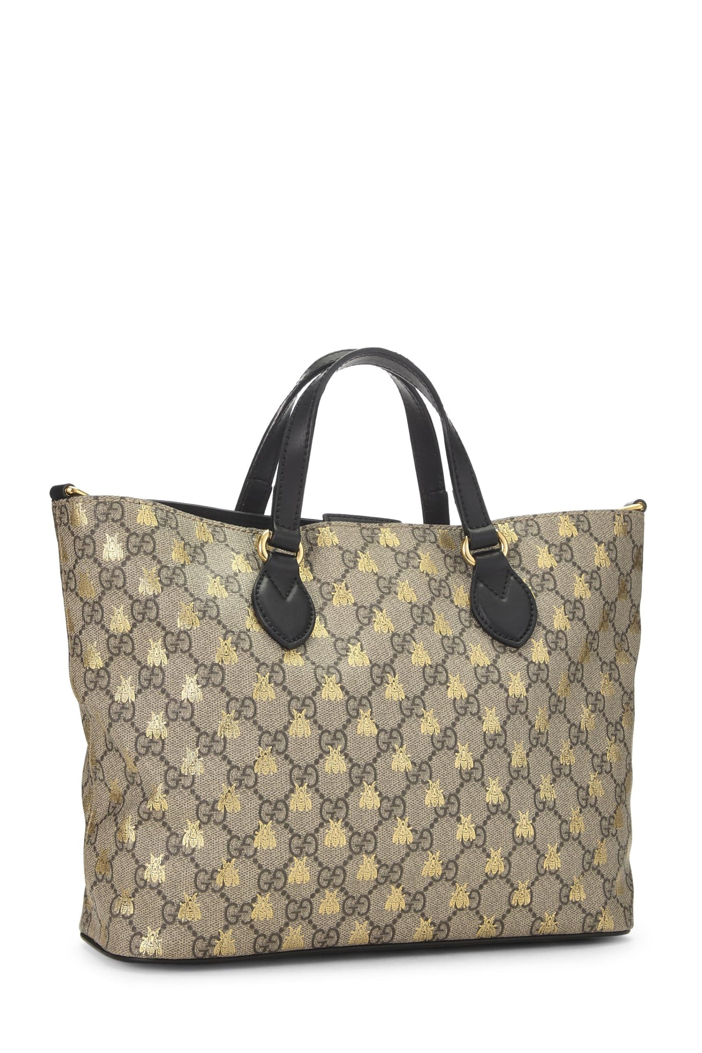 Gucci,  Black GG Supreme Canvas Bee Tote Small, Black