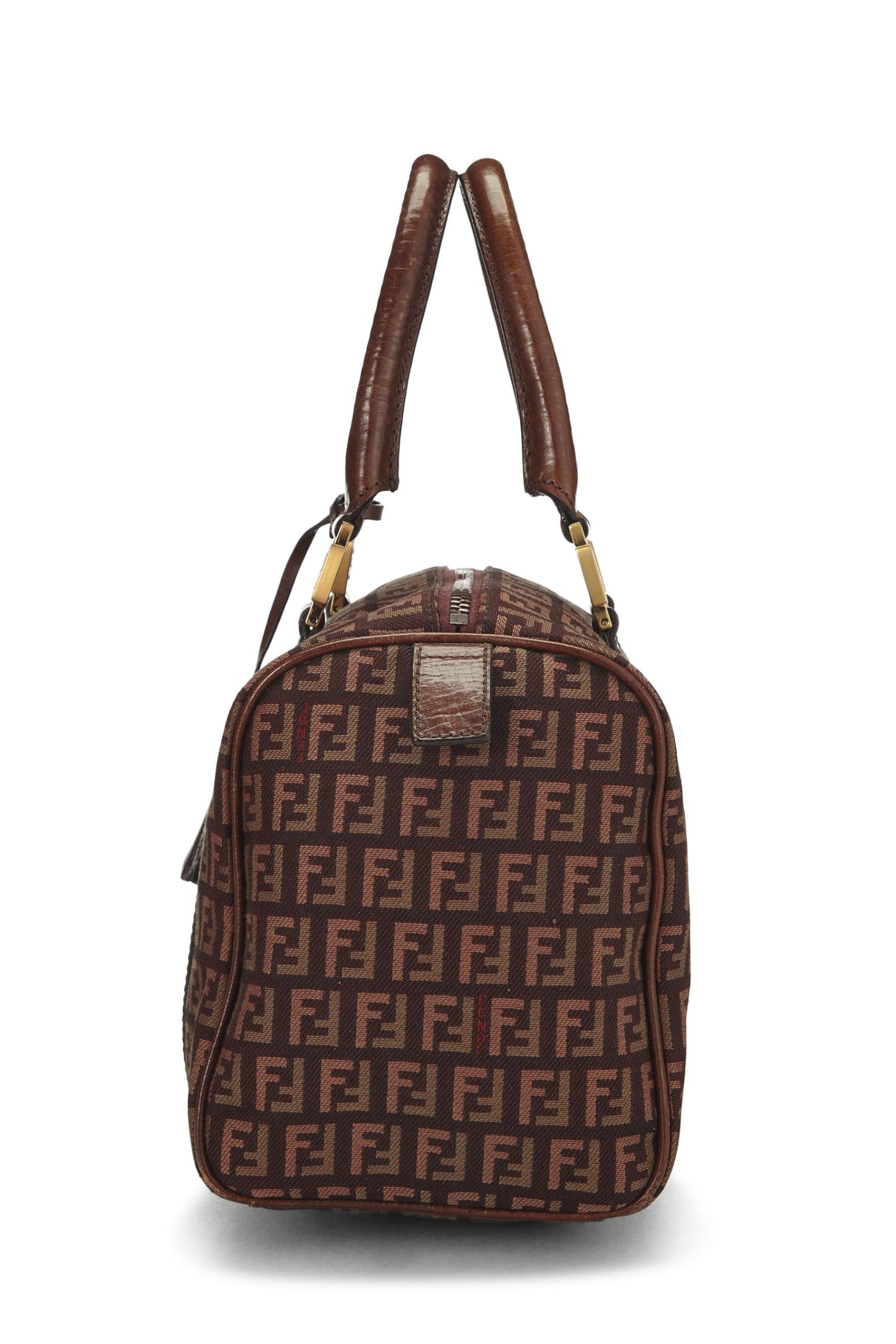 Fendi,  Brown Zucchino Boston Bag Mini, Brown