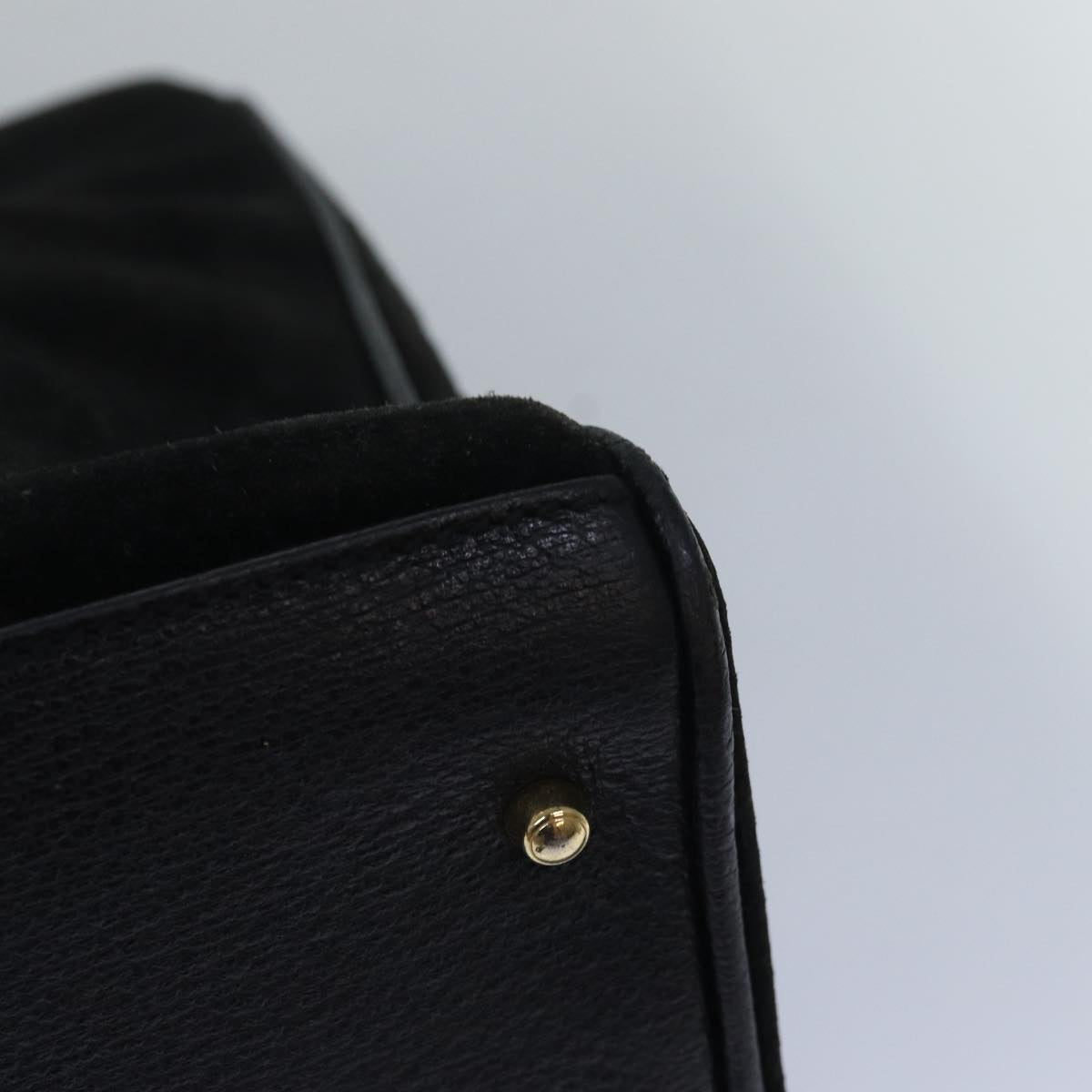 GUCCI Bamboo Tote Bag Suede Leather Black 81106