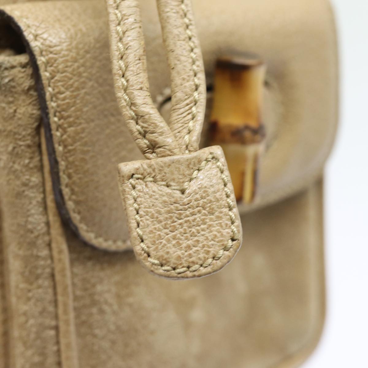 GUCCI Bamboo Backpack Suede Leather Beige 003 1705 0030 81152