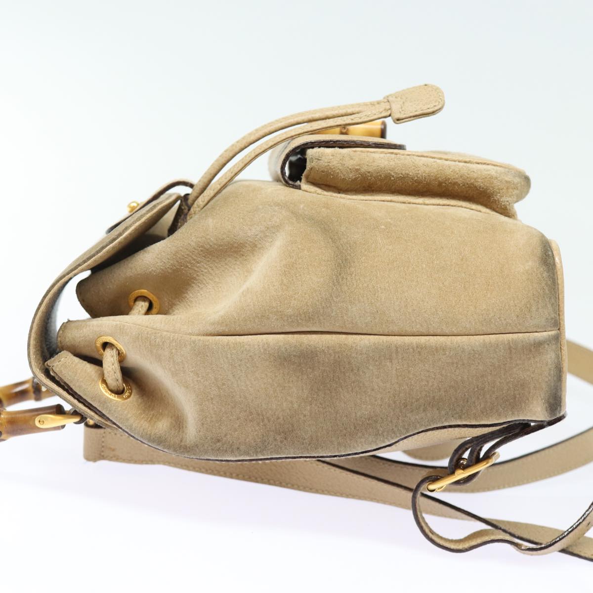 GUCCI Bamboo Backpack Suede Leather Beige 003 1705 0030 81152