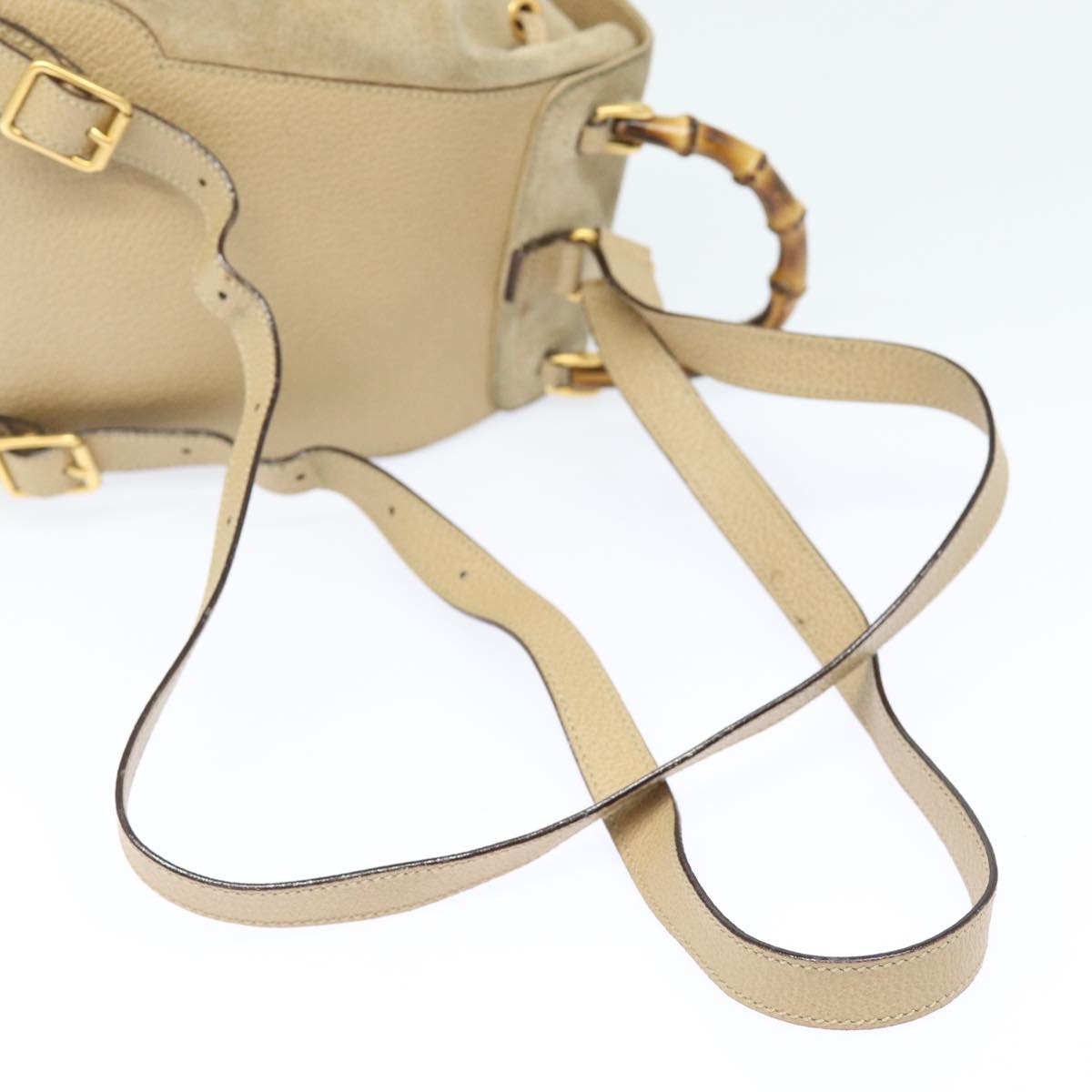 GUCCI Bamboo Backpack Suede Leather Beige 003 1705 0030 81152