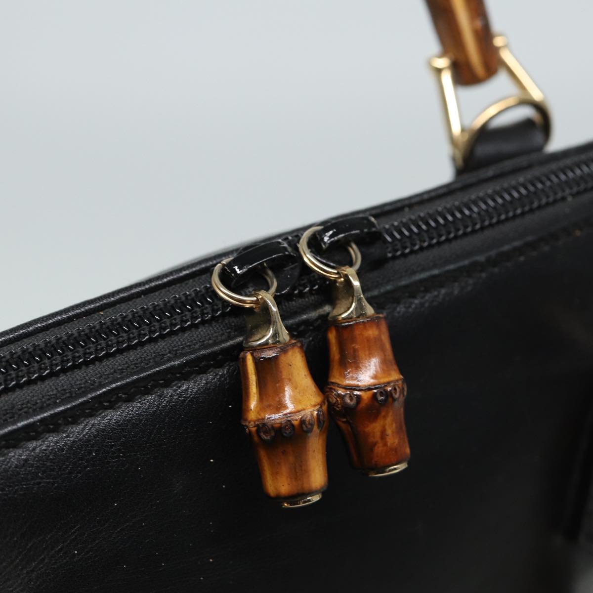 GUCCI Bamboo Hand Bag Leather 2way Black 000 2865 0290 81155