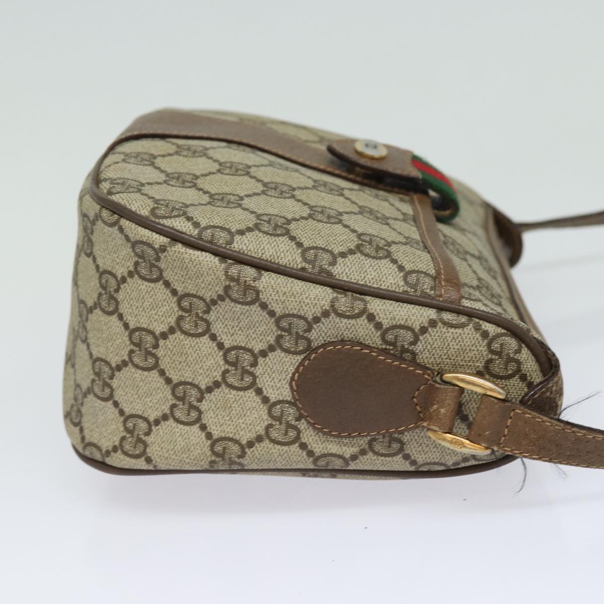 GUCCI GG Supreme Web Sherry Line Shoulder Bag PVC Beige 89 02 032 81158