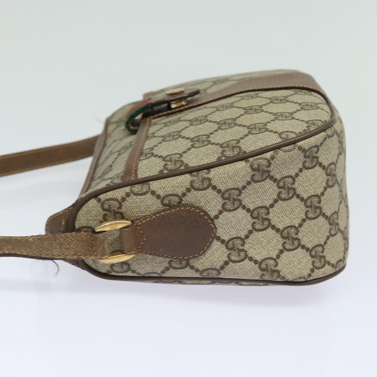 GUCCI GG Supreme Web Sherry Line Shoulder Bag PVC Beige 89 02 032 81158