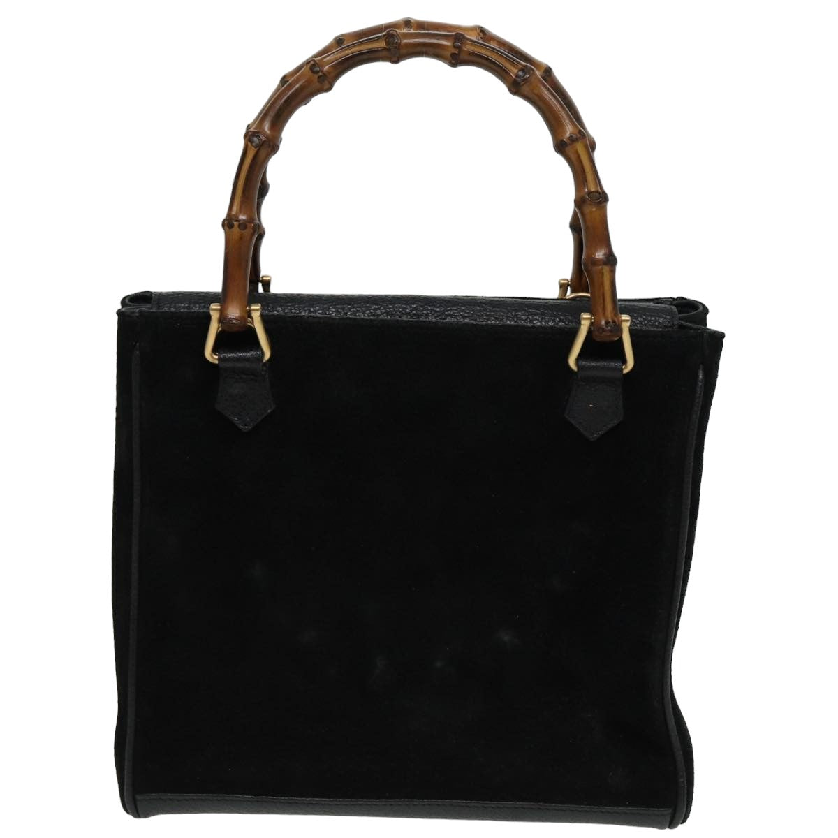 GUCCI Bamboo Hand Bag Suede 2way Black 81161
