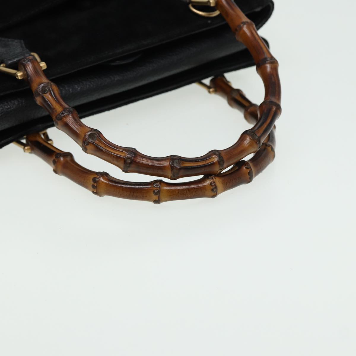 GUCCI Bamboo Hand Bag Suede 2way Black 81161