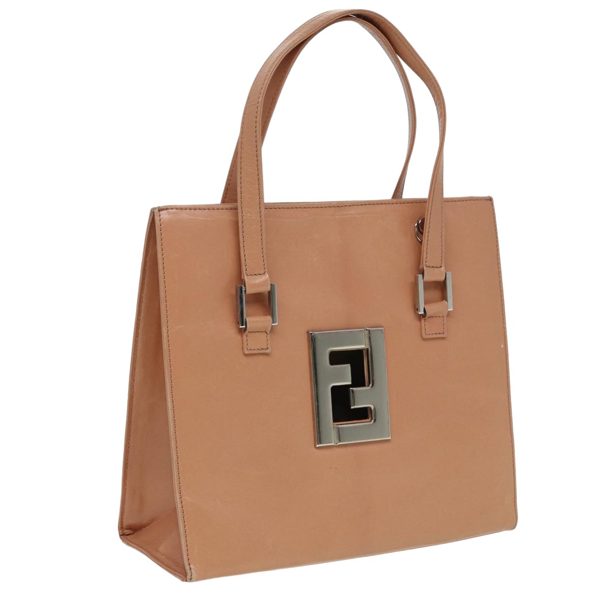 FENDI Hand Bag Leather Beige 81187