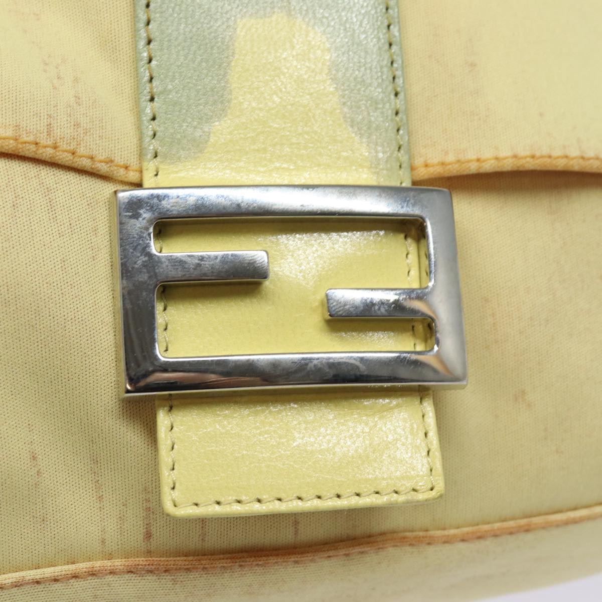 FENDI Mamma Baguette Shoulder Bag Nylon Yellow 81189