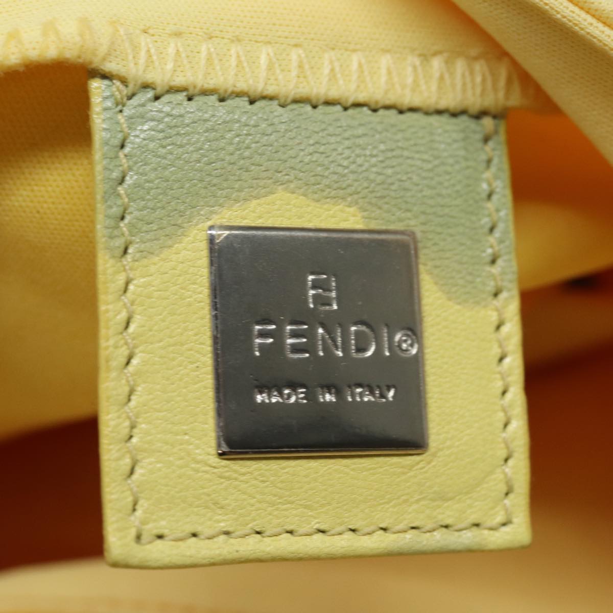 FENDI Mamma Baguette Shoulder Bag Nylon Yellow 81189