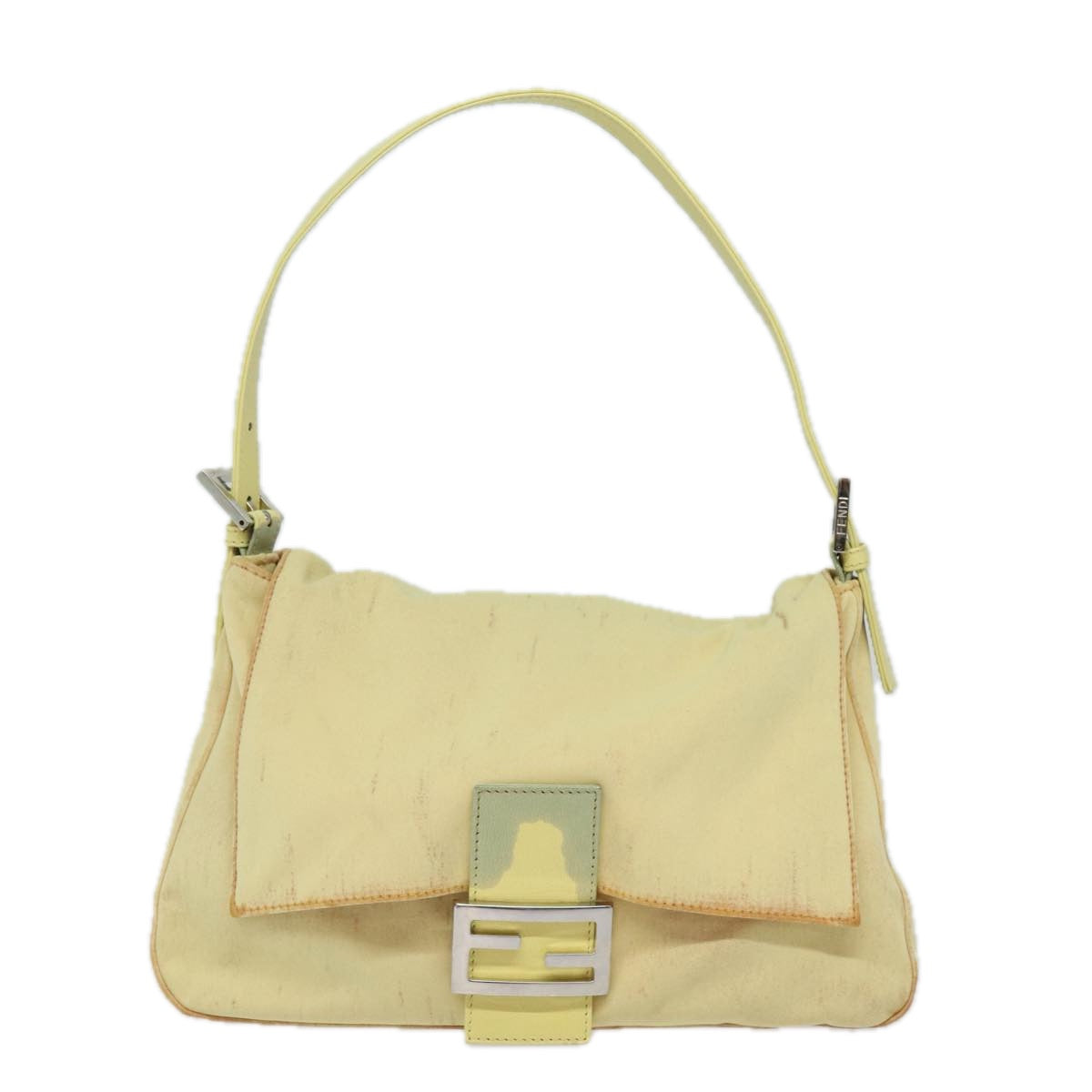 FENDI Mamma Baguette Shoulder Bag Nylon Yellow 81189