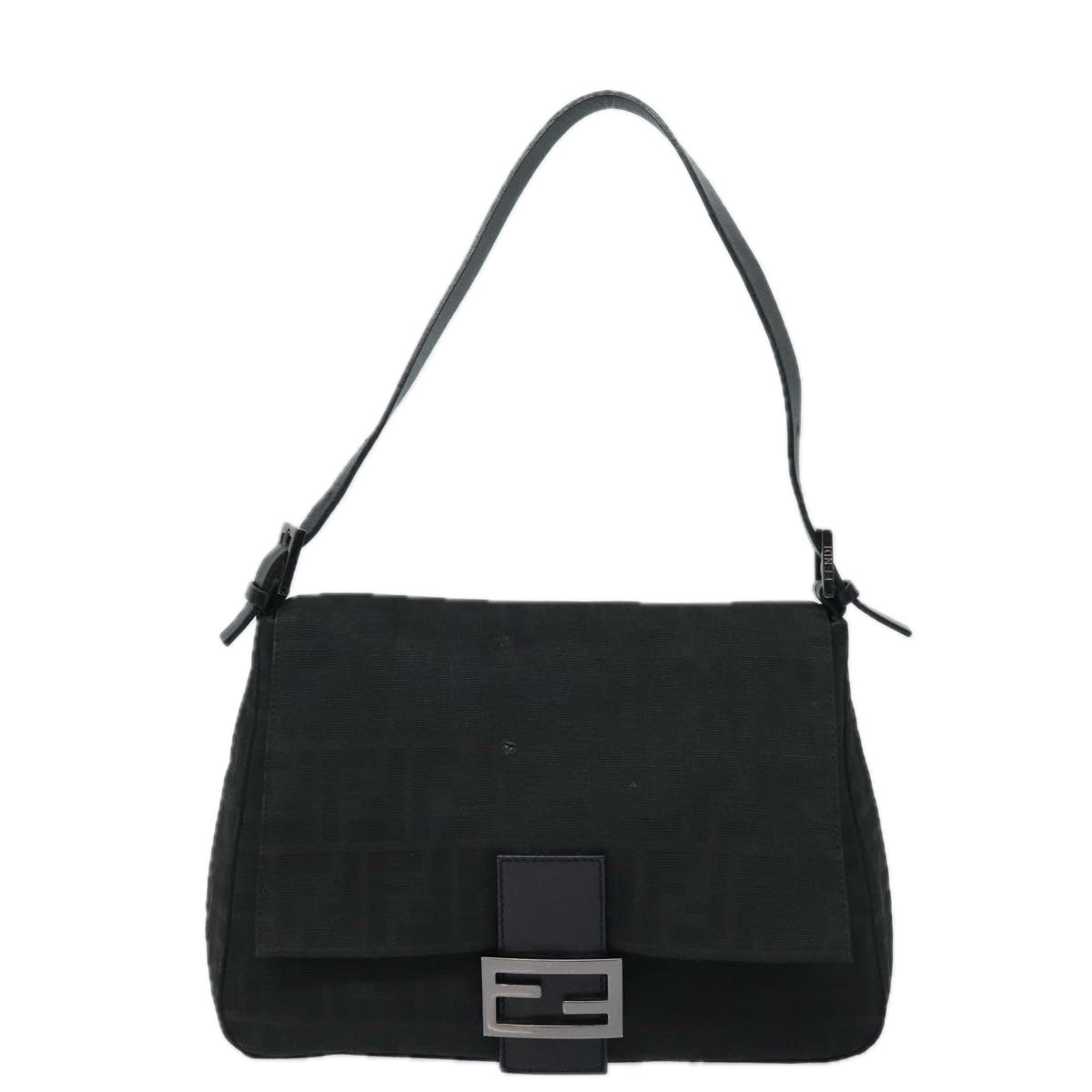 FENDI Zucca Canvas Mamma Baguette Shoulder Bag Black 81190