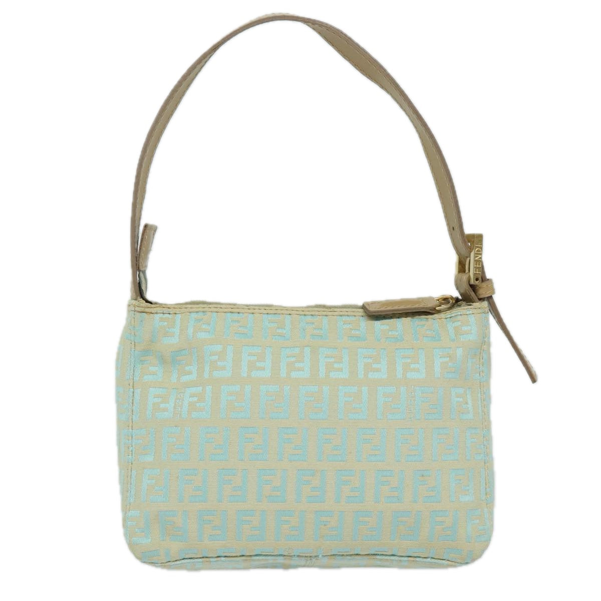 FENDI Zucchino Canvas Hand Bag Light Blue 81191