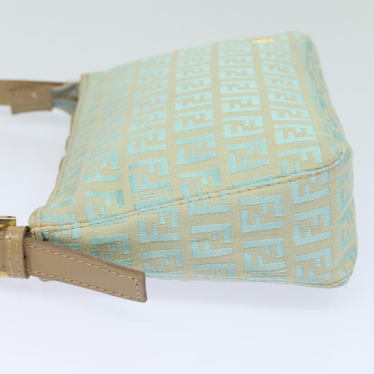 FENDI Zucchino Canvas Hand Bag Light Blue 81191