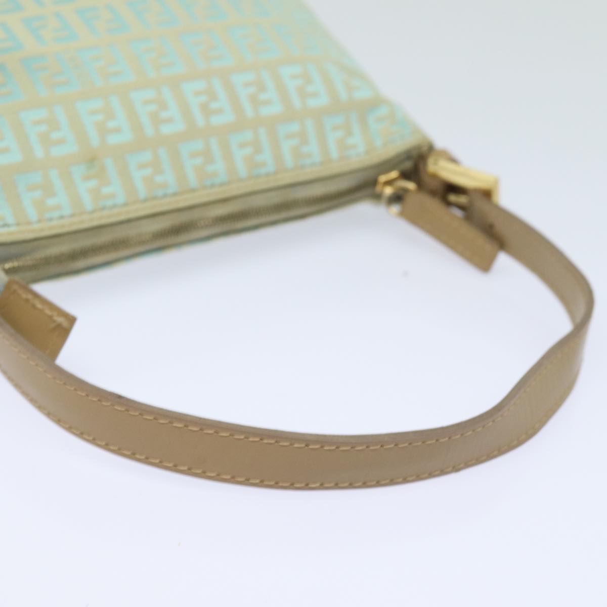 FENDI Zucchino Canvas Hand Bag Light Blue 81191