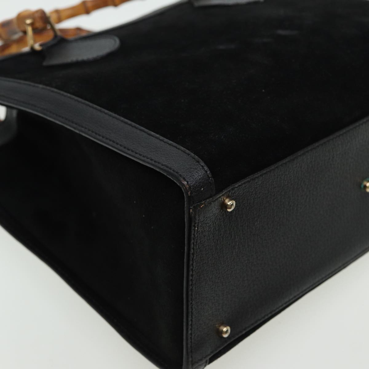GUCCI Bamboo Hand Bag Suede Leather Black 002 2853 81197