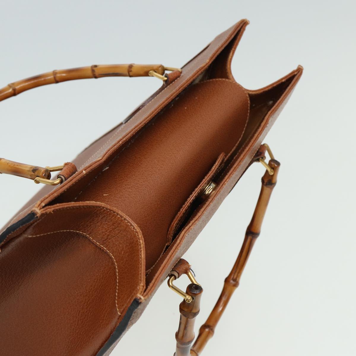 GUCCI Bamboo Hand Bag Leather Brown 002 1186 0260 81198