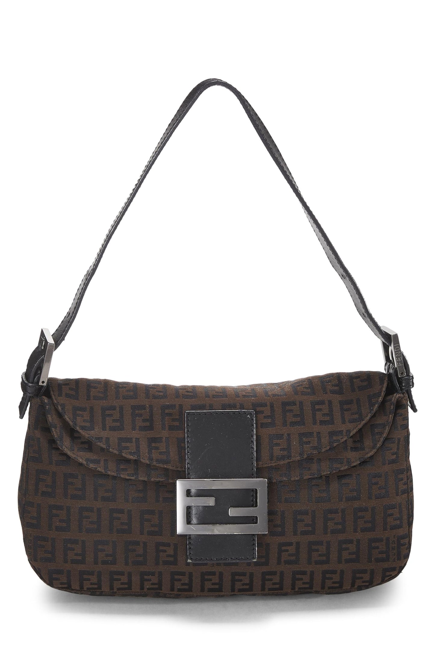 Fendi,  Black Nylon Zucchino Shoulder Bag, Brown